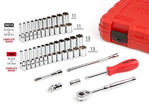 TEKTON 1/4 Inch Drive 6-Point Socket & Ratchet Set, 55-Piece (5/32 - 9/16 in., 4 - 14 mm) | SKT05301 TEKTON 1/4 Inch Drive 6-Point Socket & Ratchet Set, 55-Piece (5/32 - 9/16 in., 4 - 14 mm) | SKT05301