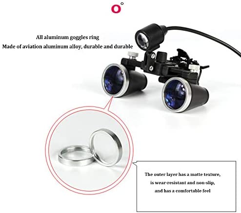 Dental 3.5X Magnifying Glass with LED Light Binocular Loupes Two-Way Adjustment Goggles Frame Optical Headband Magnifier,Blue Dental 3.5X Magnifying Glass with LED Light Binocular Loupes Two-Way Adjustment Goggles Frame Optical Headband Magnifier,Blue