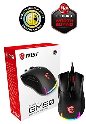 MSI S12-0400C60-PA3 GM50 Gaming Mouse With PMW-3330 Optical Sensor, Ergonomic, OMRON Keys, USB - Black MSI S12-0400C60-PA3 GM50 Gaming Mouse With PMW-3330 Optical Sensor, Ergonomic, OMRON Keys, USB - Black