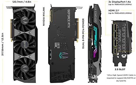 ZOTAC GAMING GeForce RTX 3090 Trinity 24GB GDDR6X 384-bit 19.5 Gbps PCIE 4.0 Gaming Graphics Card, IceStorm 2.0 Advanced Cooling, SPECTRA 2.0 RGB Lighting, ZT-A30900D-10P ZOTAC GAMING GeForce RTX 3090 Trinity 24GB GDDR6X 384-bit 19.5 Gbps PCIE 4.0 Gaming Graphics Card, IceStorm 2.0 Advanced Cooling, SPECTRA 2.0 RGB Lighting, ZT-A30900D-10P