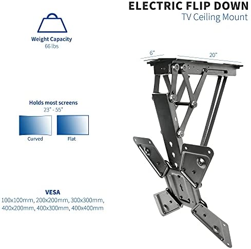 VIVO Electric Motorized Flip Down Pitched Roof Ceiling TV Mount for 23" to 55" Screen (MOUNT-E-FD55), Master Pack VIVO Electric Motorized Flip Down Pitched Roof Ceiling TV Mount for 23" to 55" Screen (MOUNT-E-FD55), Master Pack