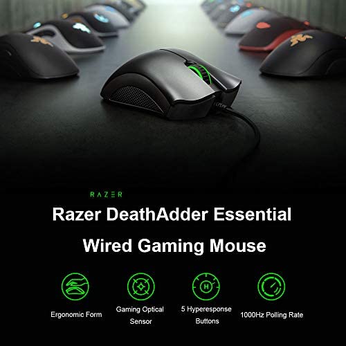 Razer DeathAdder Essential Wired Gaming Mouse 6400DPI Optical Sensor 5 Independently Programmable Buttons Ergonomic Design(Black) Razer DeathAdder Essential Wired Gaming Mouse 6400DPI Optical Sensor 5 Independently Programmable Buttons Ergonomic Design(Black)
