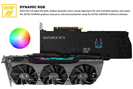 ZOTAC GAMING GeForce RTX 3090 Trinity 24GB GDDR6X 384-bit 19.5 Gbps PCIE 4.0 Gaming Graphics Card, IceStorm 2.0 Advanced Cooling, SPECTRA 2.0 RGB Lighting, ZT-A30900D-10P ZOTAC GAMING GeForce RTX 3090 Trinity 24GB GDDR6X 384-bit 19.5 Gbps PCIE 4.0 Gaming Graphics Card, IceStorm 2.0 Advanced Cooling, SPECTRA 2.0 RGB Lighting, ZT-A30900D-10P