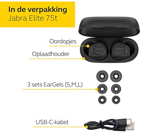 Jabra Elite 75t Earbuds – Active Noise Cancelling Bluetooth Headphones with Long Battery Life for True Wireless Calls and Music – Black Jabra Elite 75t Earbuds – Active Noise Cancelling Bluetooth Headphones with Long Battery Life for True Wireless Calls and Music – Black