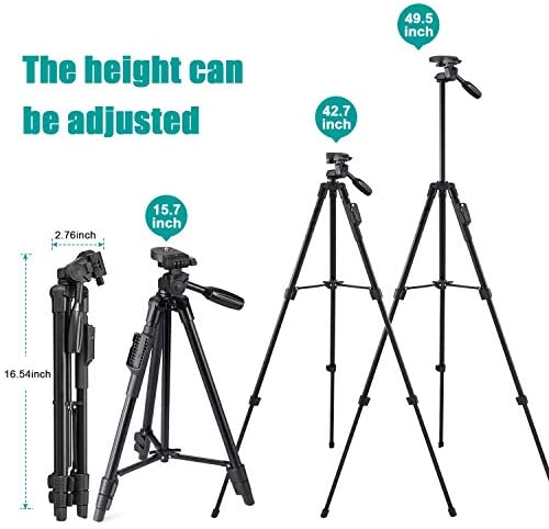 Tripod, 50 Inch Aluminum Tripod, Video Tripod for Cellphone, Camera, Universal Tripod with Wireless Remote, Compatible with iPhone Xs/Xr/X/8/8 Plus/Samsung Galaxy/Google/GoPro Hero Tripod, 50 Inch Aluminum Tripod, Video Tripod for Cellphone, Camera, Universal Tripod with Wireless Remote, Compatible with iPhone Xs/Xr/X/8/8 Plus/Samsung Galaxy/Google/GoPro Hero