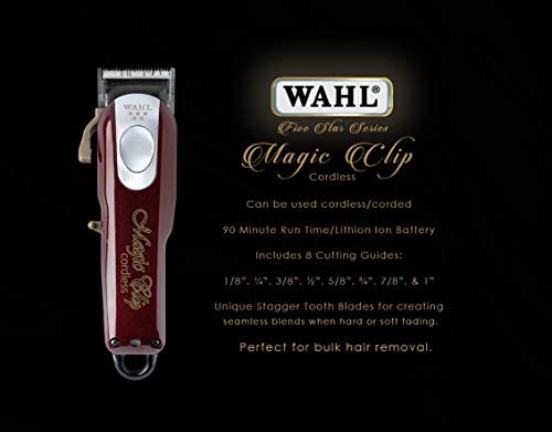 Wahl Professional 5-Star Cord/Cordless Magic Clip #8148 – Great for Barbers and Stylists – Precision Cordless Fade Clipper Loaded with Features – 90+ Minute Run Time Wahl Professional 5-Star Cord/Cordless Magic Clip #8148 – Great for Barbers and Stylists – Precision Cordless Fade Clipper Loaded with Features – 90+ Minute Run Time
