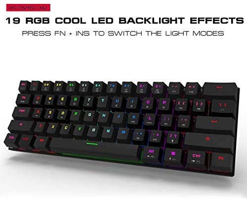 MOTOSPEED 60% Mechanical Gaming Keyboard Compact 61 Keys RGB Backlit Wired/Wireless 3 Type-C Gaming/Office Keyboard for PC/Mac/Linux/iPad/iPhone/Smartphone/Laptop Red Switch MOTOSPEED 60% Mechanical Gaming Keyboard Compact 61 Keys RGB Backlit Wired/Wireless 3 Type-C Gaming/Office Keyboard for PC/Mac/Linux/iPad/iPhone/Smartphone/Laptop Red Switch