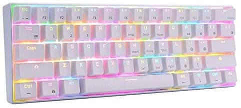 SKEIDO White - Wireless Bluetooth Mechanical Gaming Portable 60% Keyboards 61 Keys RGB Single Backlit Backlight SKEIDO White - Wireless Bluetooth Mechanical Gaming Portable 60% Keyboards 61 Keys RGB Single Backlit Backlight