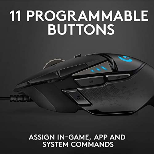 Logitech G502 HERO High Performance Wired Gaming Mouse, HERO 16K Sensor, 16,000 DPI, RGB, Adjustable Weights, 11 Programmable Buttons, On-Board Memory, PC / Mac - Black Logitech G502 HERO High Performance Wired Gaming Mouse, HERO 16K Sensor, 16,000 DPI, RGB, Adjustable Weights, 11 Programmable Buttons, On-Board Memory, PC / Mac - Black