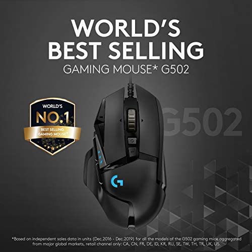 Logitech G502 HERO High Performance Wired Gaming Mouse, HERO 16K Sensor, 16,000 DPI, RGB, Adjustable Weights, 11 Programmable Buttons, On-Board Memory, PC / Mac - Black Logitech G502 HERO High Performance Wired Gaming Mouse, HERO 16K Sensor, 16,000 DPI, RGB, Adjustable Weights, 11 Programmable Buttons, On-Board Memory, PC / Mac - Black