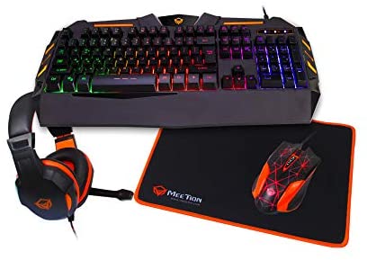Meetion 4-in1 Colorful Backlit English/Arabic Wired Keyboard, Wired Mouse, Headphone & Mouse Pad PC Gaming Kit, C500 Meetion 4-in1 Colorful Backlit English/Arabic Wired Keyboard, Wired Mouse, Headphone & Mouse Pad PC Gaming Kit, C500