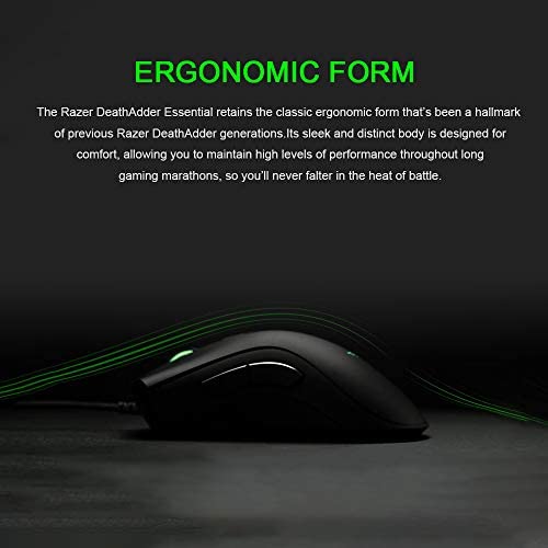 Razer DeathAdder Essential Wired Gaming Mouse 6400DPI Optical Sensor 5 Independently Programmable Buttons Ergonomic Design(Black) Razer DeathAdder Essential Wired Gaming Mouse 6400DPI Optical Sensor 5 Independently Programmable Buttons Ergonomic Design(Black)