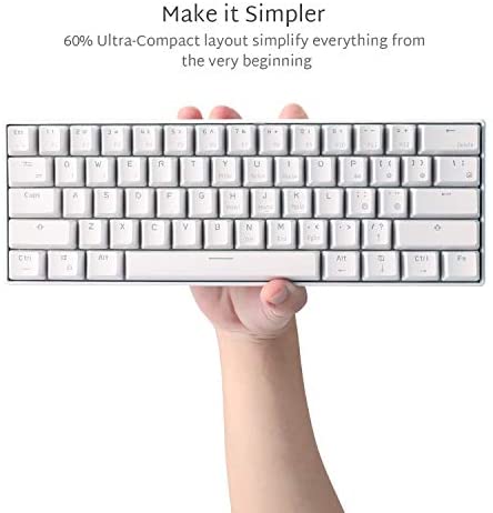 RK ROYAL KLUDGE RK61 61 Keys Wired/Wireless Multi-Device Yellow LED Backlit Mechanical Gaming/Office Keyboard for iOS, Android, Windows with 1450mAh Battery, Hot-Swappable Tactile Blue Switch-White RK ROYAL KLUDGE RK61 61 Keys Wired/Wireless Multi-Device Yellow LED Backlit Mechanical Gaming/Office Keyboard for iOS, Android, Windows with 1450mAh Battery, Hot-Swappable Tactile Blue Switch-White