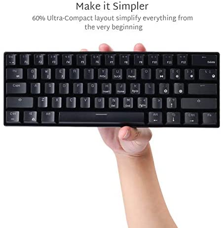 RK ROYAL KLUDGE RK61 61 Keys Wired/Wireless Bluetooth 3.0 Multi-Device LED Backlit Mechanical Gaming/Keyboard for Windows and Mac with 1450mAh Battery, Hot-Swappable Tactile Blue Switch RK ROYAL KLUDGE RK61 61 Keys Wired/Wireless Bluetooth 3.0 Multi-Device LED Backlit Mechanical Gaming/Keyboard for Windows and Mac with 1450mAh Battery, Hot-Swappable Tactile Blue Switch