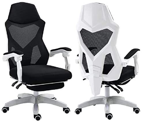 YALLA OFFICE 884-WHT-FR Ergonomic Office Gaming Chair Ergonomic Mesh with Wheels, Wide Headrest & Back Support, Adjustable Backrest & Armrest (With Footrest, White(Nylon Base)) YALLA OFFICE 884-WHT-FR Ergonomic Office Gaming Chair Ergonomic Mesh with Wheels, Wide Headrest & Back Support, Adjustable Backrest & Armrest (With Footrest, White(Nylon Base))