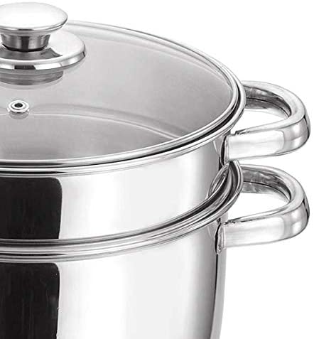 Vinod VCS026 2-Tier Steamer with Glass Lid 20cm, Silver, W 24.2 x H 23.2 x D 17.0 cm, Stainless Steel Vinod VCS026 2-Tier Steamer with Glass Lid 20cm, Silver, W 24.2 x H 23.2 x D 17.0 cm, Stainless Steel