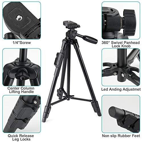 Tripod, 50 Inch Aluminum Tripod, Video Tripod for Cellphone, Camera, Universal Tripod with Wireless Remote, Compatible with iPhone Xs/Xr/X/8/8 Plus/Samsung Galaxy/Google/GoPro Hero Tripod, 50 Inch Aluminum Tripod, Video Tripod for Cellphone, Camera, Universal Tripod with Wireless Remote, Compatible with iPhone Xs/Xr/X/8/8 Plus/Samsung Galaxy/Google/GoPro Hero