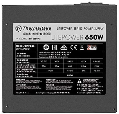 Thermaltake PS-LTP-0650NPCNUK-2 Litepower/650W/Non Modular/ATX 2.3 & EPS/A-PFC/12cm/EU/Non 80PLUS Black Thermaltake PS-LTP-0650NPCNUK-2 Litepower/650W/Non Modular/ATX 2.3 & EPS/A-PFC/12cm/EU/Non 80PLUS Black