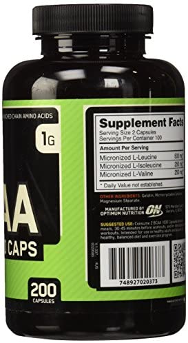 OPTIMUM NUTRITION Instantized MEGA SIZE BCAA 1000 CAPS, Branched Chain Essential Amino Acids Capsules, 1000mg, 200 capsules OPTIMUM NUTRITION Instantized MEGA SIZE BCAA 1000 CAPS, Branched Chain Essential Amino Acids Capsules, 1000mg, 200 capsules