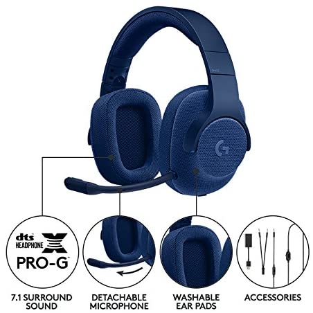 Logitech G433 7.1 Surround Gaming Headset, DTS Headphone:X 3D Positional Audio, 40 mm Pro-G Audio Drivers, Lightweight, Strong, USB and 3.5 mm Audio Jack, PC/Mac/Nintendo Switch/PS4/Xbox One - Blue Logitech G433 7.1 Surround Gaming Headset, DTS Headphone:X 3D Positional Audio, 40 mm Pro-G Audio Drivers, Lightweight, Strong, USB and 3.5 mm Audio Jack, PC/Mac/Nintendo Switch/PS4/Xbox One - Blue