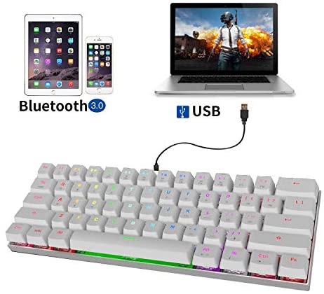 MOTOSPEED 61 Keys Wired/Wireless 3.0 Mechanical Keyboard 60% RGB LED Backlit Type-C Gaming/Office Keyboard for PC/Mac/Linux/iPad/iPhone/Smartphone/Laptop Blue Switch MOTOSPEED 61 Keys Wired/Wireless 3.0 Mechanical Keyboard 60% RGB LED Backlit Type-C Gaming/Office Keyboard for PC/Mac/Linux/iPad/iPhone/Smartphone/Laptop Blue Switch
