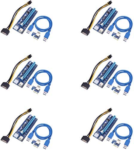 Euromax GPU RISER CARDS Pack of 6 - VER009S Gold Version (6 Pcs kit) CI-E to SATA Power Cable-GPU Riser Adapter Euromax GPU RISER CARDS Pack of 6 - VER009S Gold Version (6 Pcs kit) CI-E to SATA Power Cable-GPU Riser Adapter