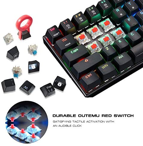 MOTOSPEED 60% Mechanical Gaming Keyboard Compact 61 Keys RGB Backlit Wired/Wireless 3 Type-C Gaming/Office Keyboard for PC/Mac/Linux/iPad/iPhone/Smartphone/Laptop Red Switch MOTOSPEED 60% Mechanical Gaming Keyboard Compact 61 Keys RGB Backlit Wired/Wireless 3 Type-C Gaming/Office Keyboard for PC/Mac/Linux/iPad/iPhone/Smartphone/Laptop Red Switch