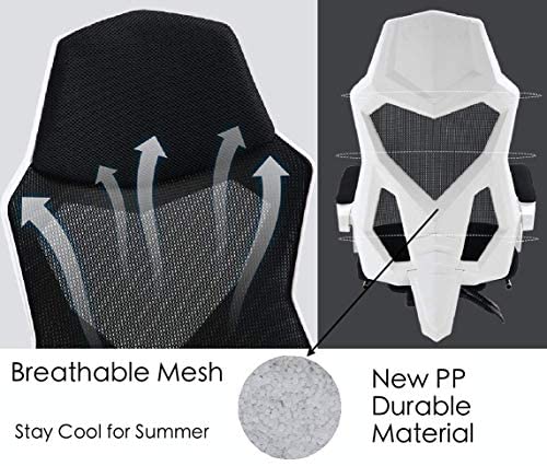 YALLA OFFICE 884-WHT-FR Ergonomic Office Gaming Chair Ergonomic Mesh with Wheels, Wide Headrest & Back Support, Adjustable Backrest & Armrest (With Footrest, White(Nylon Base)) YALLA OFFICE 884-WHT-FR Ergonomic Office Gaming Chair Ergonomic Mesh with Wheels, Wide Headrest & Back Support, Adjustable Backrest & Armrest (With Footrest, White(Nylon Base))