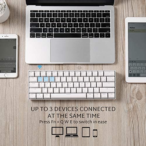 RK ROYAL KLUDGE RK61 61 Keys Wired/Wireless Multi-Device Yellow LED Backlit Mechanical Gaming/Office Keyboard for iOS, Android, Windows with 1450mAh Battery, Hot-Swappable Tactile Blue Switch-White RK ROYAL KLUDGE RK61 61 Keys Wired/Wireless Multi-Device Yellow LED Backlit Mechanical Gaming/Office Keyboard for iOS, Android, Windows with 1450mAh Battery, Hot-Swappable Tactile Blue Switch-White