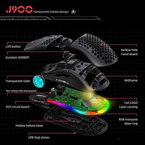 HXSJ J900 USB Wired Gaming Mouse RGB Gaming Mouse with Six Adjustable DPI Ergonomic Design for Desktop Laptop Black HXSJ J900 USB Wired Gaming Mouse RGB Gaming Mouse with Six Adjustable DPI Ergonomic Design for Desktop Laptop Black