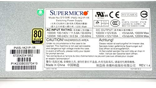 Supermicro 1200W 1U Gold Level Power Supply with PM Board (PWS-1K21P-1R) Supermicro 1200W 1U Gold Level Power Supply with PM Board (PWS-1K21P-1R)
