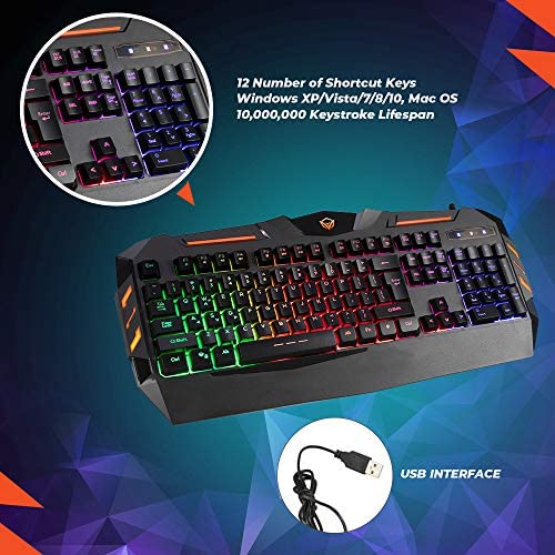 Meetion 4-in1 Colorful Backlit English/Arabic Wired Keyboard, Wired Mouse, Headphone & Mouse Pad PC Gaming Kit, C500 Meetion 4-in1 Colorful Backlit English/Arabic Wired Keyboard, Wired Mouse, Headphone & Mouse Pad PC Gaming Kit, C500