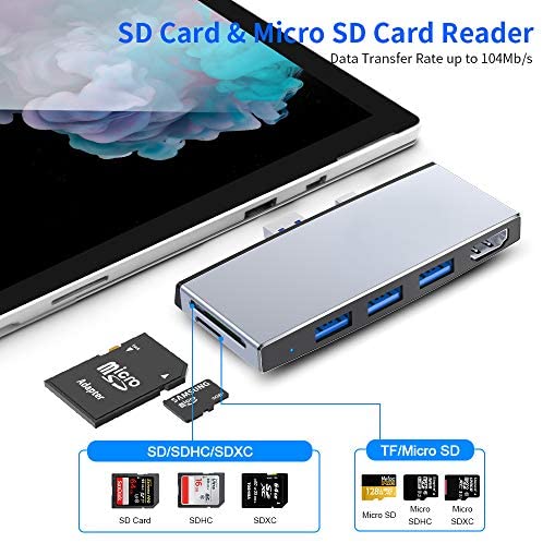 Microsoft Surface Pro 4/5/6 Docking Station, Rocketek Microsoft Surfac Hub Expansion with TF/SD Card, 3 USB 3.0, Mini DP to 4K HDMI Converter USB Hub Adapter for Surface Pro 2015/2017/2018 Accessories Microsoft Surface Pro 4/5/6 Docking Station, Rocketek Microsoft Surfac Hub Expansion with TF/SD Card, 3 USB 3.0, Mini DP to 4K HDMI Converter USB Hub Adapter for Surface Pro 2015/2017/2018 Accessories