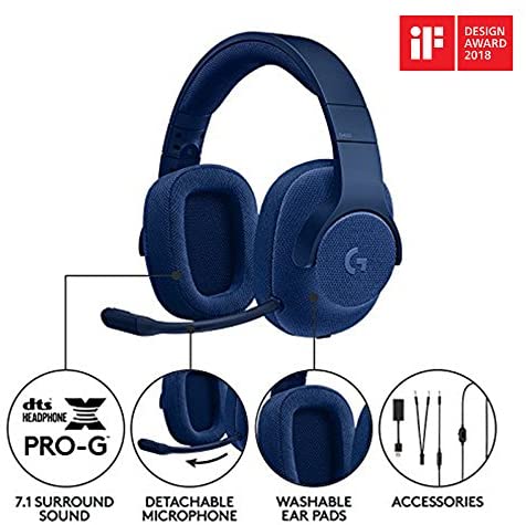 Logitech G433 7.1 Surround Gaming Headset, DTS Headphone:X 3D Positional Audio, 40 mm Pro-G Audio Drivers, Lightweight, Strong, USB and 3.5 mm Audio Jack, PC/Mac/Nintendo Switch/PS4/Xbox One - Blue Logitech G433 7.1 Surround Gaming Headset, DTS Headphone:X 3D Positional Audio, 40 mm Pro-G Audio Drivers, Lightweight, Strong, USB and 3.5 mm Audio Jack, PC/Mac/Nintendo Switch/PS4/Xbox One - Blue