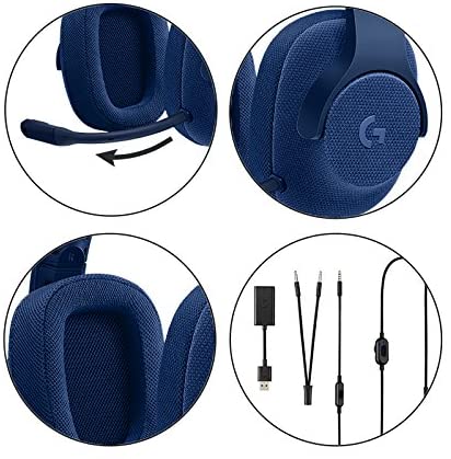Logitech G433 7.1 Surround Gaming Headset, DTS Headphone:X 3D Positional Audio, 40 mm Pro-G Audio Drivers, Lightweight, Strong, USB and 3.5 mm Audio Jack, PC/Mac/Nintendo Switch/PS4/Xbox One - Blue Logitech G433 7.1 Surround Gaming Headset, DTS Headphone:X 3D Positional Audio, 40 mm Pro-G Audio Drivers, Lightweight, Strong, USB and 3.5 mm Audio Jack, PC/Mac/Nintendo Switch/PS4/Xbox One - Blue