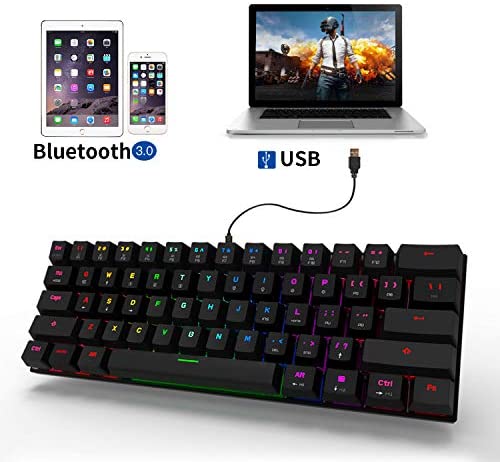 MOTOSPEED 60% Mechanical Gaming Keyboard Compact 61 Keys RGB Backlit Wired/Wireless 3 Type-C Gaming/Office Keyboard for PC/Mac/Linux/iPad/iPhone/Smartphone/Laptop Red Switch MOTOSPEED 60% Mechanical Gaming Keyboard Compact 61 Keys RGB Backlit Wired/Wireless 3 Type-C Gaming/Office Keyboard for PC/Mac/Linux/iPad/iPhone/Smartphone/Laptop Red Switch