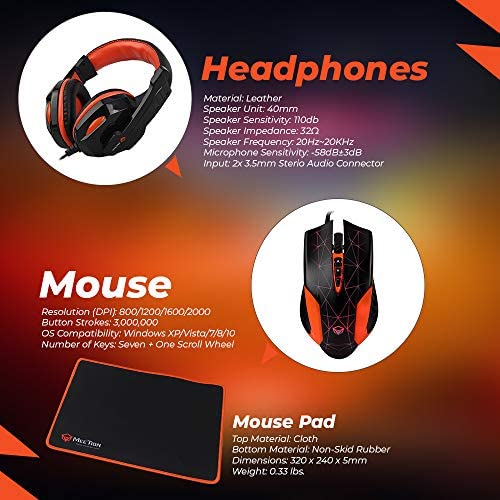 Meetion 4-in1 Colorful Backlit English/Arabic Wired Keyboard, Wired Mouse, Headphone & Mouse Pad PC Gaming Kit, C500 Meetion 4-in1 Colorful Backlit English/Arabic Wired Keyboard, Wired Mouse, Headphone & Mouse Pad PC Gaming Kit, C500