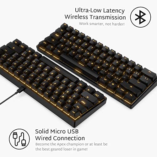 RK ROYAL KLUDGE RK61 61 Keys Wired/Wireless Bluetooth 3.0 Multi-Device LED Backlit Mechanical Gaming/Keyboard for Windows and Mac with 1450mAh Battery, Hot-Swappable Tactile Blue Switch RK ROYAL KLUDGE RK61 61 Keys Wired/Wireless Bluetooth 3.0 Multi-Device LED Backlit Mechanical Gaming/Keyboard for Windows and Mac with 1450mAh Battery, Hot-Swappable Tactile Blue Switch
