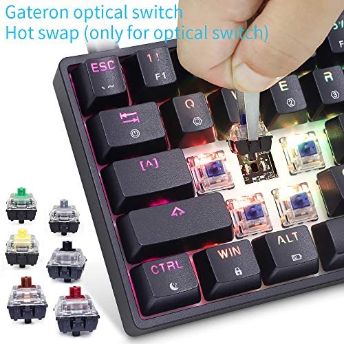 YUNZII SK64 64 Keys Hot Swappable Optical Mechanical Keyboard with ABS Shine-Through Keycaps, RGB Backlit, Programmable for Win/Mac/Gaming (Gateron Optical Brown, Black) YUNZII SK64 64 Keys Hot Swappable Optical Mechanical Keyboard with ABS Shine-Through Keycaps, RGB Backlit, Programmable for Win/Mac/Gaming (Gateron Optical Brown, Black)