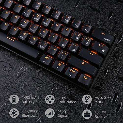 RK ROYAL KLUDGE RK61 61 Keys Wired/Wireless Bluetooth 3.0 Multi-Device LED Backlit Mechanical Gaming/Keyboard for Windows and Mac with 1450mAh Battery, Hot-Swappable Tactile Blue Switch RK ROYAL KLUDGE RK61 61 Keys Wired/Wireless Bluetooth 3.0 Multi-Device LED Backlit Mechanical Gaming/Keyboard for Windows and Mac with 1450mAh Battery, Hot-Swappable Tactile Blue Switch
